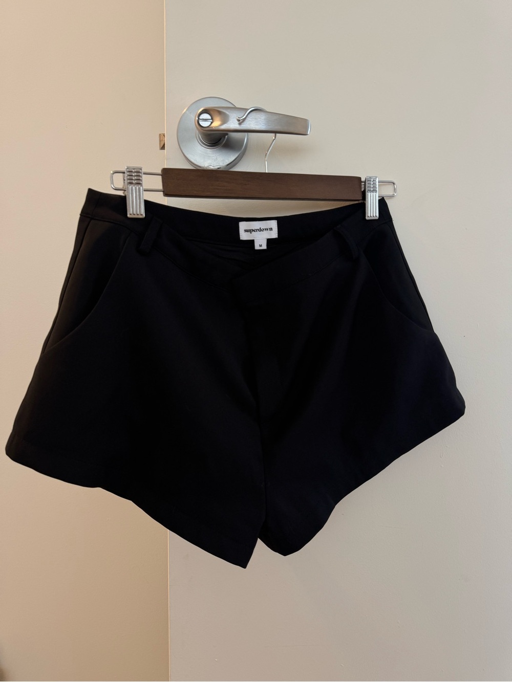 superdown Black High-Waist Tailored Shorts